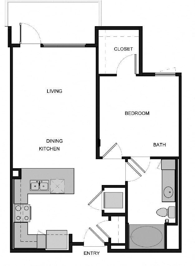 A2 One Bedroom Floorplan Image